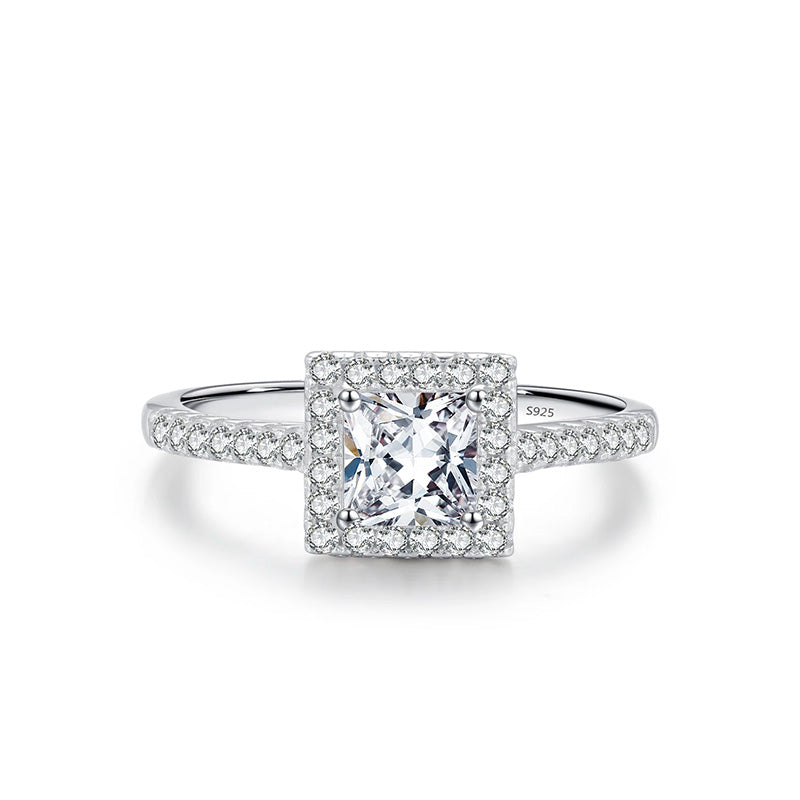 Bague Solitaire Femme en Argent avec Zircon