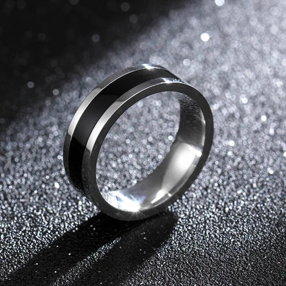 Bague Homme en Acier Inoxydable Plaqué Argent