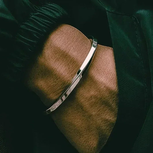 Bracelet Homme Ouvert Torsadé en Acier Inoxydable