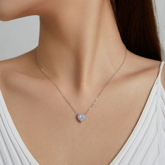 Collier Femme en Argent Sterling 925 - Pendentif Cœur